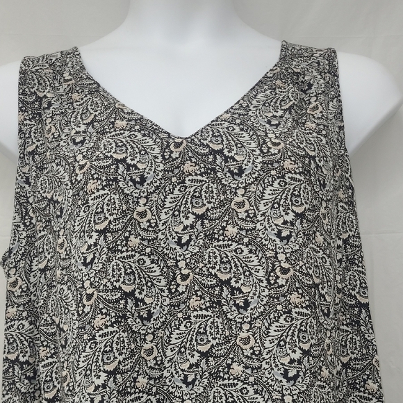 SunDress Black White Paisley  Sleeveless Soft Shift Summer Coastal Cool Light - Picture 2 of 9